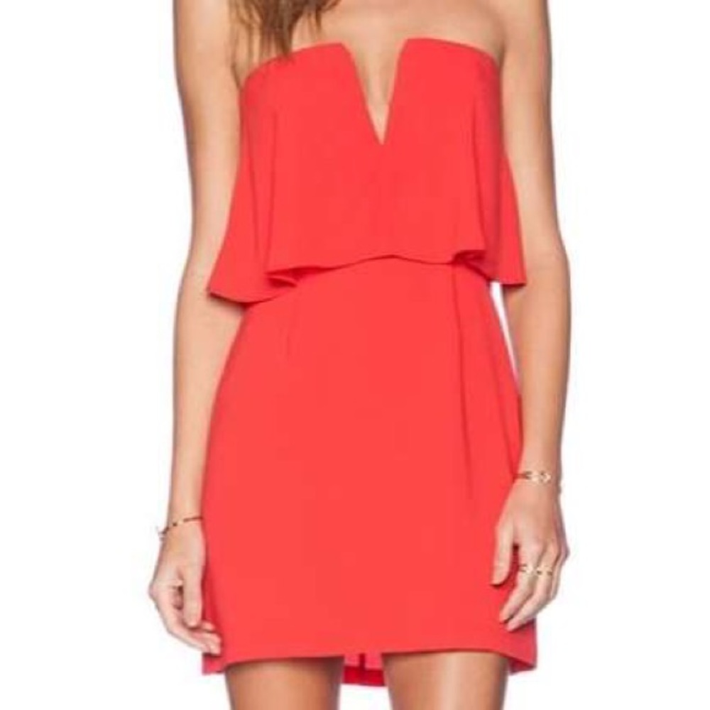 BCBG coral strapless dress